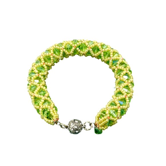 2‎ Vintage 1990s Handcrafted Beaded Bracelets - Yellow & Green - Picture 7 of 8